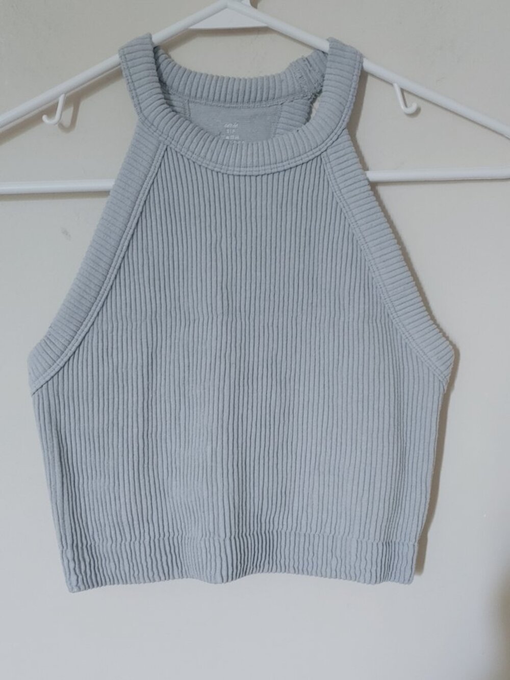 Aerie Real Good High Neck Athletic Sport Bra Size S Grey